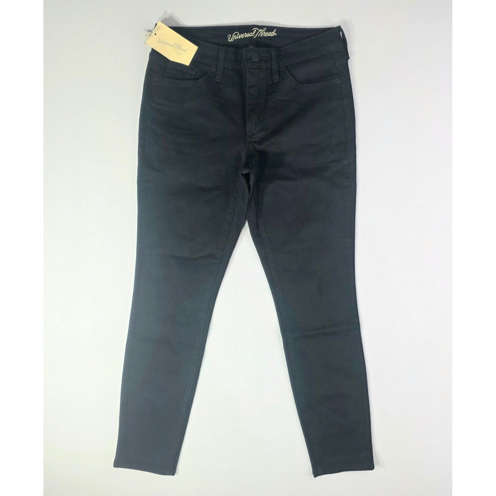 NWT Universal Thread Womens Mid-Rise Skinny Jeans Black Size 4/27S Stretch 30X26